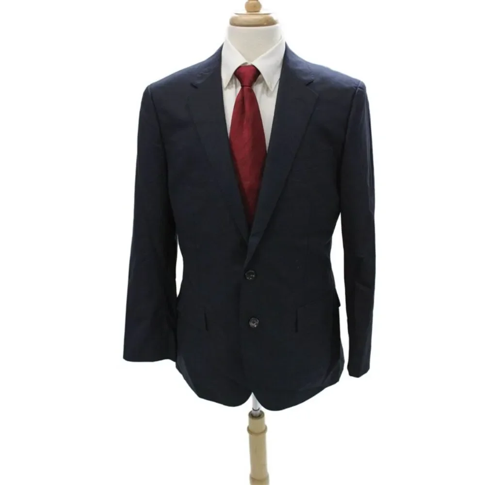 J Crew Mens Blue 2 Button Wool Suit Jacket Solid Size 42